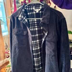 Men's Corduroy Jacket/Button-Up with Plaid Lining